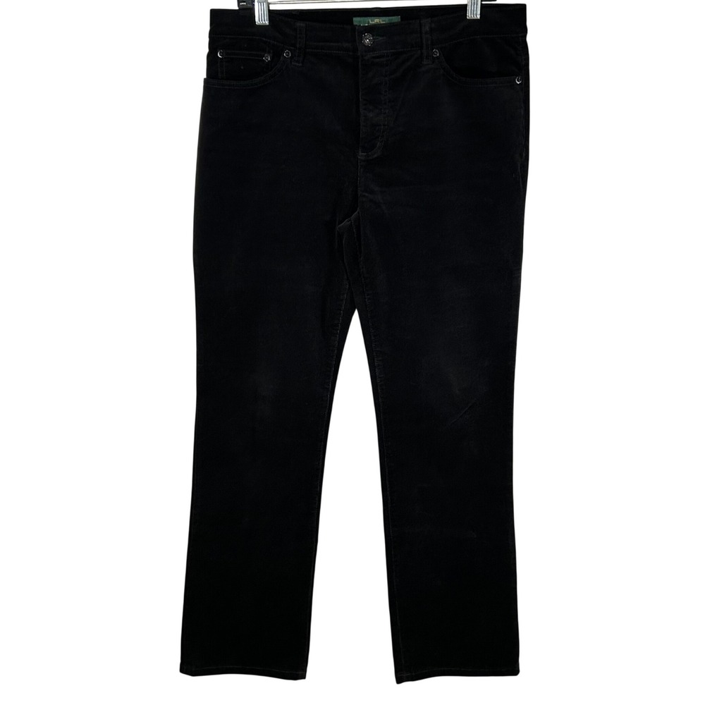 Lauren Ralph Lauren Classic Straight Corduroy Pants Black Size 12 Stretch Mens